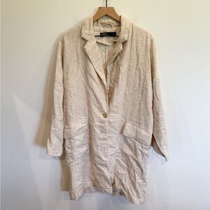 Zara Oversized Linen-Blend Flexible Blazer Jacket